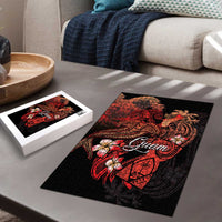 Guam Tribal Chamorro Puzzle Polynesian Shark with Plumeria and Sea Vibe - Polynesian Pride