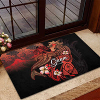 Guam Tribal Chamorro Rubber Doormat Polynesian Shark with Plumeria and Sea Vibe - Polynesian Pride