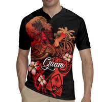 Guam Tribal Chamorro Rugby Jersey Polynesian Shark with Plumeria and Sea Vibe - Polynesian Pride