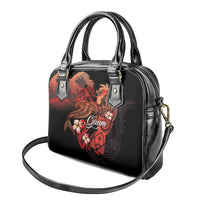 Guam Tribal Chamorro Shoulder Handbag Polynesian Shark with Plumeria and Sea Vibe - Polynesian Pride