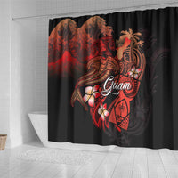 Guam Tribal Chamorro Shower Curtain Polynesian Shark with Plumeria and Sea Vibe - Polynesian Pride