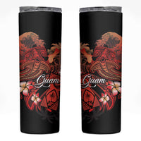 Guam Tribal Chamorro Skinny Tumbler Polynesian Shark with Plumeria and Sea Vibe - Polynesian Pride