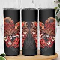Guam Tribal Chamorro Skinny Tumbler Polynesian Shark with Plumeria and Sea Vibe - Polynesian Pride