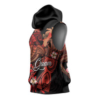 Guam Tribal Chamorro Sleeveless Hoodie Polynesian Shark with Plumeria and Sea Vibe - Polynesian Pride