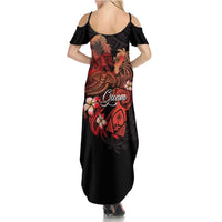 Guam Tribal Chamorro Summer Maxi Dress Polynesian Shark with Plumeria and Sea Vibe LT03 - Polynesian Pride