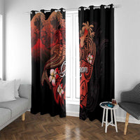 Guam Tribal Chamorro Window Curtain Polynesian Shark with Plumeria and Sea Vibe - Polynesian Pride