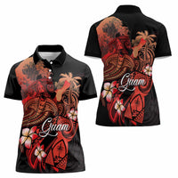 Guam Tribal Chamorro Women Polo Shirt Polynesian Shark with Plumeria and Sea Vibe LT03 - Polynesian Pride