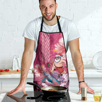 Hawaii Mele Kalikimaka Apron Funny Santa with Tribal Tattoos Kakau Pink Color - Polynesian Pride