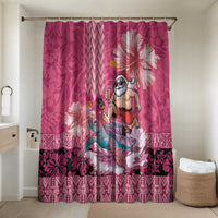 Hawaii Mele Kalikimaka Bathroom Set Funny Santa with Tribal Tattoos Kakau Pink Color - Polynesian Pride