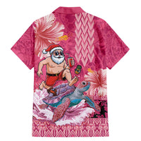 Hawaii Mele Kalikimaka Family Matching Mermaid Dress and Hawaiian Shirt Funny Santa with Tribal Tattoos Kakau Pink Color LT03 - Polynesian Pride