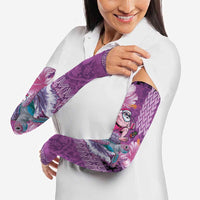 Hawaii Mele Kalikimaka Arm Sleeves Funny Santa with Tribal Tattoos Kakau Purple Color - Polynesian Pride