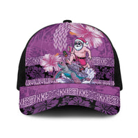 Hawaii Mele Kalikimaka Baseball Net Cap Funny Santa with Tribal Tattoos Kakau Purple Color - Polynesian Pride