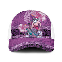 Hawaii Mele Kalikimaka Baseball Net Cap Funny Santa with Tribal Tattoos Kakau Purple Color - Polynesian Pride