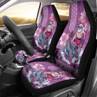 Hawaii Mele Kalikimaka Car Seat Cover Funny Santa with Tribal Tattoos Kakau Purple Color - Polynesian Pride