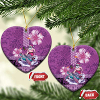 Hawaii Mele Kalikimaka Ceramic Ornament Funny Santa with Tribal Tattoos Kakau Purple Color - Polynesian Pride