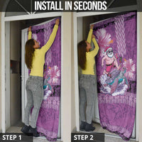 Hawaii Mele Kalikimaka Door Cover Funny Santa with Tribal Tattoos Kakau Purple Color - Polynesian Pride