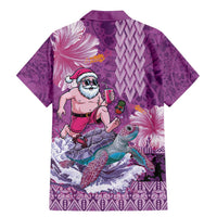 Hawaii Mele Kalikimaka Family Matching Mermaid Dress and Hawaiian Shirt Funny Santa with Tribal Tattoos Kakau Purple Color LT03 - Polynesian Pride