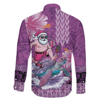 Hawaii Mele Kalikimaka Family Matching Puletasi and Hawaiian Shirt Funny Santa with Tribal Tattoos Kakau Purple Color LT03 - Polynesian Pride