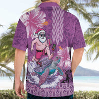 Hawaii Mele Kalikimaka Hawaiian Shirt Funny Santa with Tribal Tattoos Kakau Purple Color LT03 - Polynesian Pride