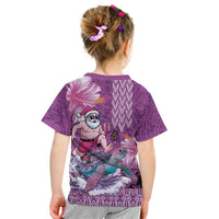 Hawaii Mele Kalikimaka Kid T Shirt Funny Santa with Tribal Tattoos Kakau Purple Color LT03 - Polynesian Pride