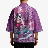 Hawaii Mele Kalikimaka Kimono Funny Santa with Tribal Tattoos Kakau Purple Color - Polynesian Pride