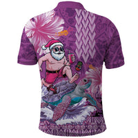 Hawaii Mele Kalikimaka Polo Shirt Funny Santa with Tribal Tattoos Kakau Purple Color LT03 - Polynesian Pride