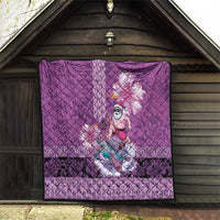 Hawaii Mele Kalikimaka Quilt Funny Santa with Tribal Tattoos Kakau Purple Color - Polynesian Pride
