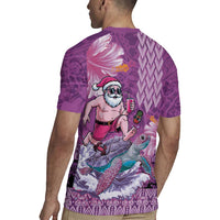 Hawaii Mele Kalikimaka Rugby Jersey Funny Santa with Tribal Tattoos Kakau Purple Color LT03 - Polynesian Pride