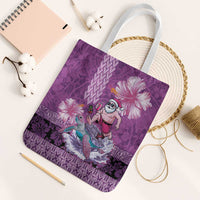 Hawaii Mele Kalikimaka Tote Bag Funny Santa with Tribal Tattoos Kakau Purple Color - Polynesian Pride