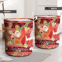 Hawaii Santa Mele Kalikimaka Laundry Basket Tropical Puakenikeni Lei with Polynesian Tribal Pattern - Polynesian Pride