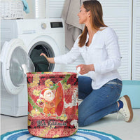 Hawaii Santa Mele Kalikimaka Laundry Basket Tropical Puakenikeni Lei with Polynesian Tribal Pattern - Polynesian Pride