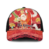 Hawaii Santa Mele Kalikimaka Baseball Net Cap Tropical Puakenikeni Lei with Polynesian Tribal Pattern - Polynesian Pride