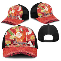 Hawaii Santa Mele Kalikimaka Baseball Net Cap Tropical Puakenikeni Lei with Polynesian Tribal Pattern - Polynesian Pride
