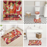 Hawaii Santa Mele Kalikimaka Bathroom Set Tropical Puakenikeni Lei with Polynesian Tribal Pattern - Polynesian Pride