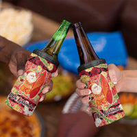 Hawaii Santa Mele Kalikimaka 4 in 1 Can Cooler Tumbler Tropical Puakenikeni Lei with Polynesian Tribal Pattern - Polynesian Pride