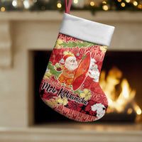 Hawaii Santa Mele Kalikimaka Christmas Stocking Tropical Puakenikeni Lei with Polynesian Tribal Pattern - Polynesian Pride