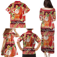 Hawaii Santa Mele Kalikimaka Family Matching Puletasi and Hawaiian Shirt Tropical Puakenikeni Lei with Polynesian Tribal Pattern LT03 - Polynesian Pride