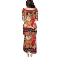 Hawaii Santa Mele Kalikimaka Family Matching Puletasi and Hawaiian Shirt Tropical Puakenikeni Lei with Polynesian Tribal Pattern LT03 - Polynesian Pride