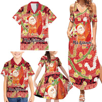 Hawaii Santa Mele Kalikimaka Family Matching Summer Maxi Dress and Hawaiian Shirt Tropical Puakenikeni Lei with Polynesian Tribal Pattern LT03 - Polynesian Pride
