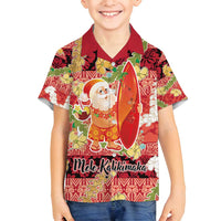 Hawaii Santa Mele Kalikimaka Family Matching Summer Maxi Dress and Hawaiian Shirt Tropical Puakenikeni Lei with Polynesian Tribal Pattern LT03 - Polynesian Pride