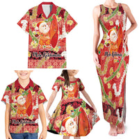 Hawaii Santa Mele Kalikimaka Family Matching Tank Maxi Dress and Hawaiian Shirt Tropical Puakenikeni Lei with Polynesian Tribal Pattern LT03 - Polynesian Pride