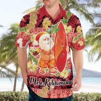 Hawaii Santa Mele Kalikimaka Hawaiian Shirt Tropical Puakenikeni Lei with Polynesian Tribal Pattern LT03 - Polynesian Pride