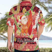 Hawaii Santa Mele Kalikimaka Hawaiian Shirt Tropical Puakenikeni Lei with Polynesian Tribal Pattern LT03 - Polynesian Pride