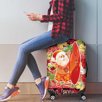 Hawaii Santa Mele Kalikimaka Luggage Cover Tropical Puakenikeni Lei with Polynesian Tribal Pattern - Polynesian Pride