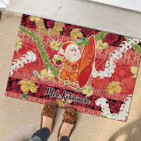 Hawaii Santa Mele Kalikimaka Rubber Doormat Tropical Puakenikeni Lei with Polynesian Tribal Pattern LT03 - Polynesian Pride