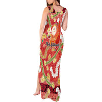 Hawaii Santa Mele Kalikimaka Tank Maxi Dress Tropical Puakenikeni Lei with Polynesian Tribal Pattern - Polynesian Pride