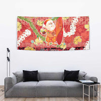 Hawaii Santa Mele Kalikimaka Tapestry Tropical Puakenikeni Lei with Polynesian Tribal Pattern - Polynesian Pride
