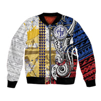 Hawaii Lutheran High School Bomber Jacket Kakau Pattern Splash Style LT03 Unisex Red - Polynesian Pride