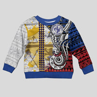 Hawaii Lutheran High School Kid Ugly Christmas Sweater Kakau Pattern Splash Style LT03 Kid Red - Polynesian Pride