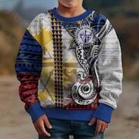 Hawaii Lutheran High School Kid Ugly Christmas Sweater Kakau Pattern Splash Style LT03 - Polynesian Pride